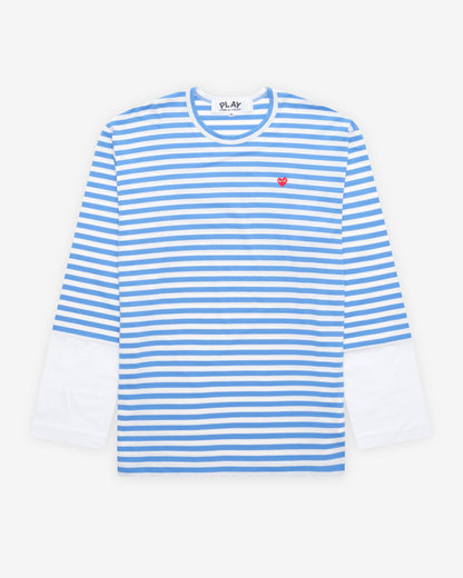 Play Comme des Garçons - Stripe White T-Shirt - (Blue)