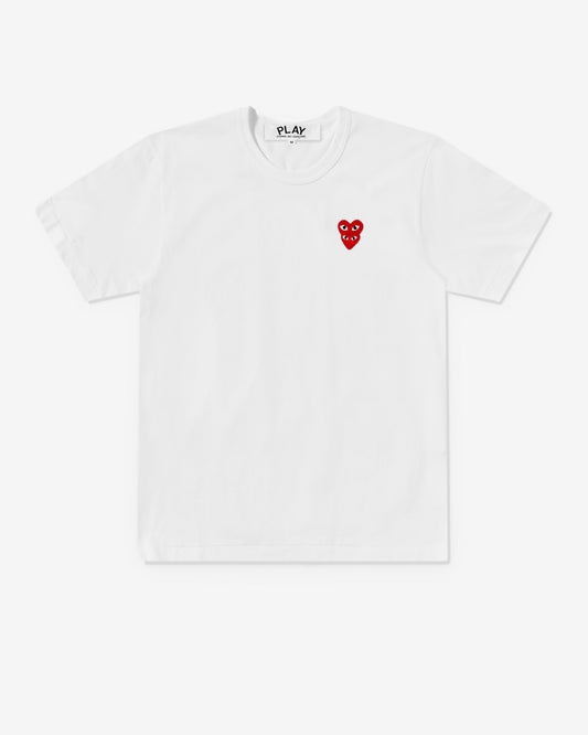 Play Comme des Garçons - T-Shirt with Double Red Heart - (White)