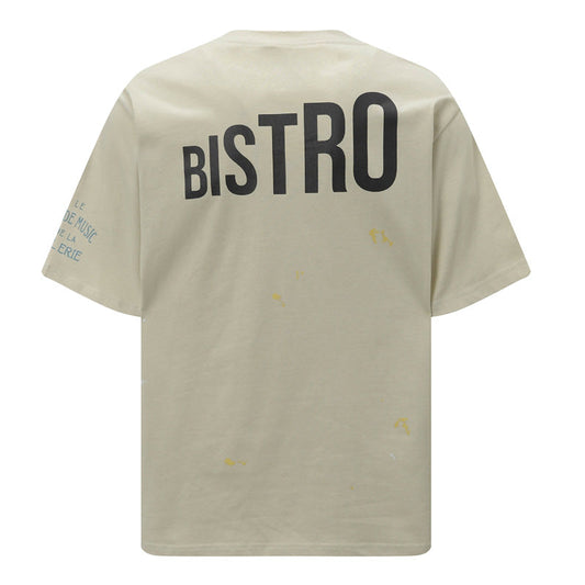 GALLERY DEPT. Men's Natural Paint-Splattered Distressed Printed Cotton-Jersey T-